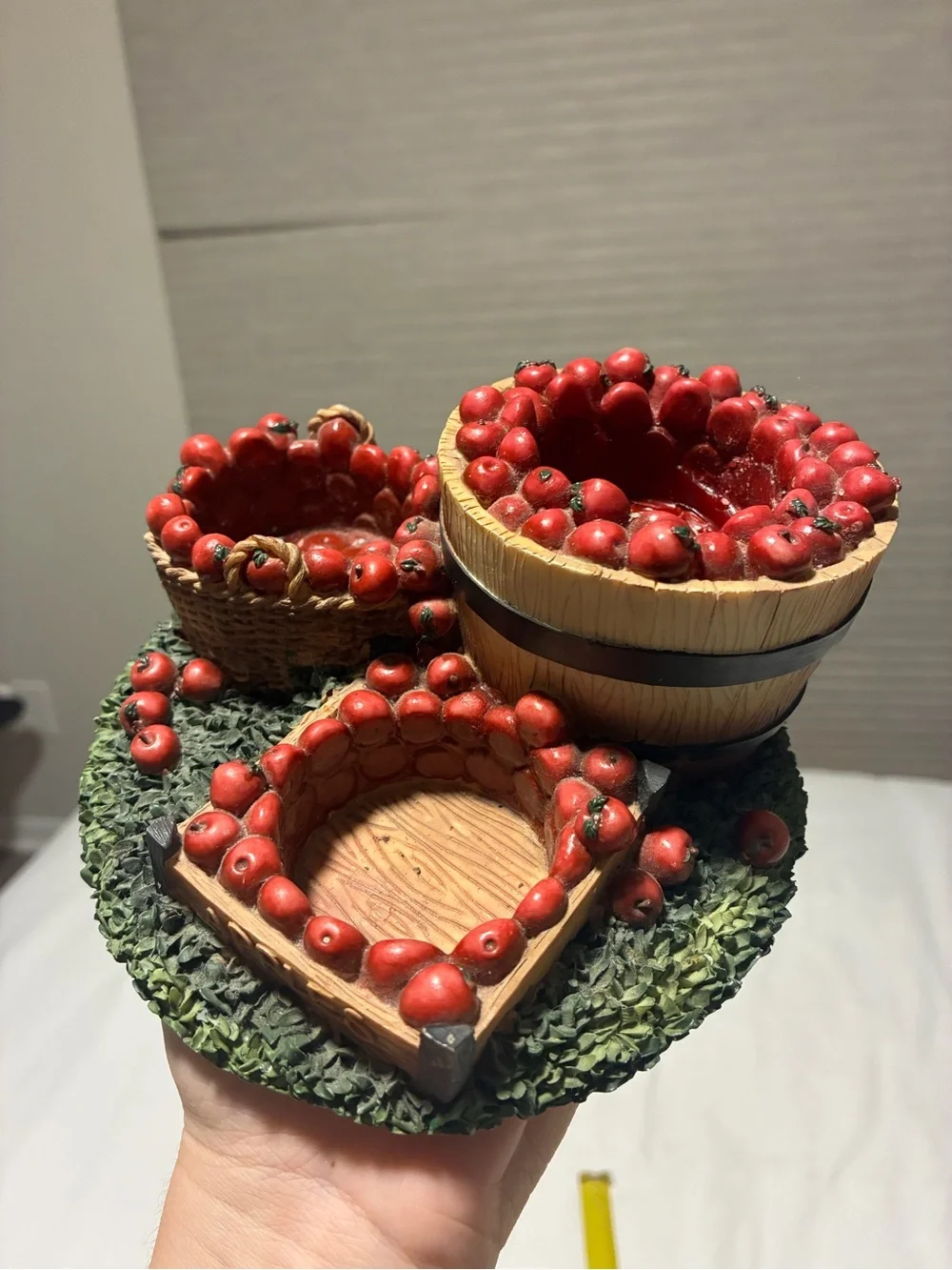 Decorative Red Apple Harvest Figurine - Tea light candle Holder
